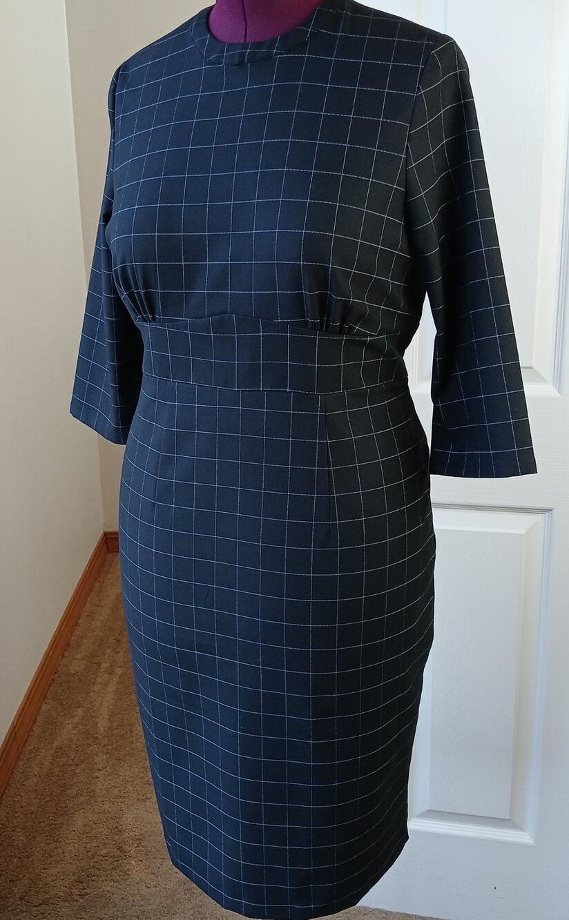 Van Heusen Black Checks Midi Pencil Sheath Dress XXL professional office
